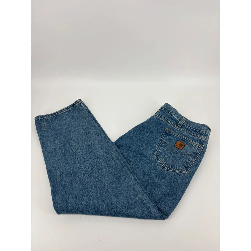 Carhartt B460 LVB Relaxed Fit Jeans Mens 42x30 Blue Denim Straight Leg Workwear